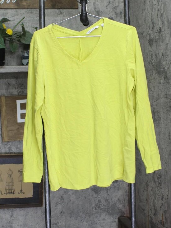 Isaac Mizrahi Tops - Isaac Mizrahi Live! V-Neck Forward Seam Knit Long-Sleeve Top Lime Glow Green L